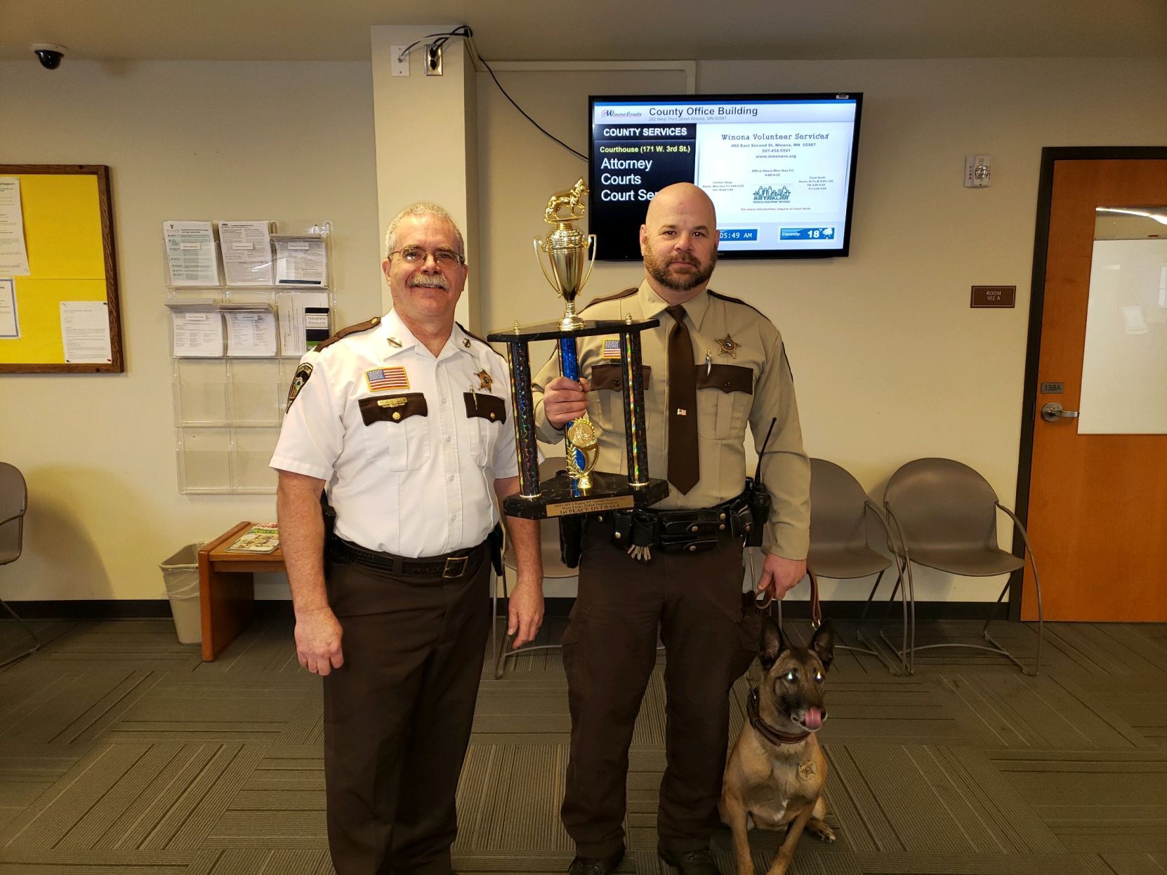 Sheriff Ron Ganrude, Deputy Adam Carlson and K9 Cleo